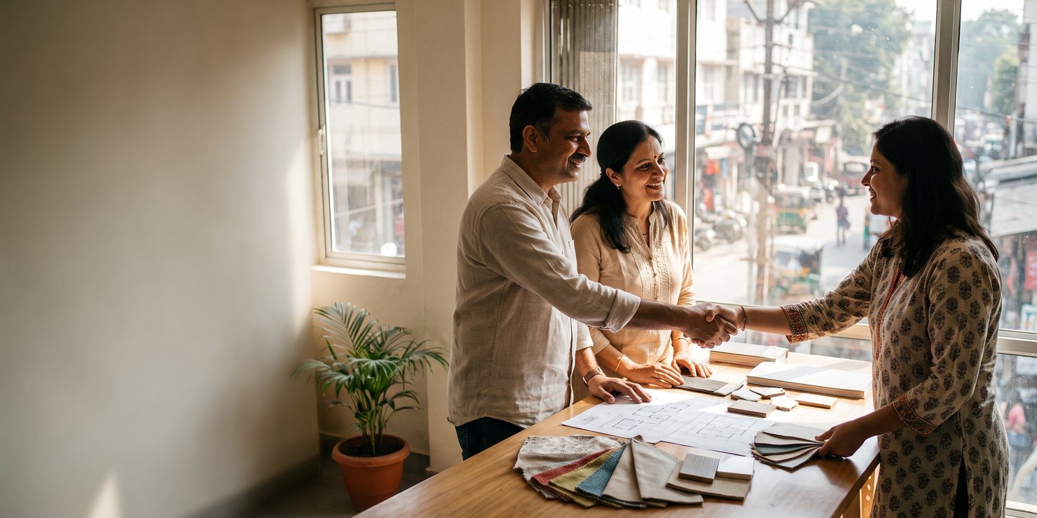 A homeowner meeting a designer